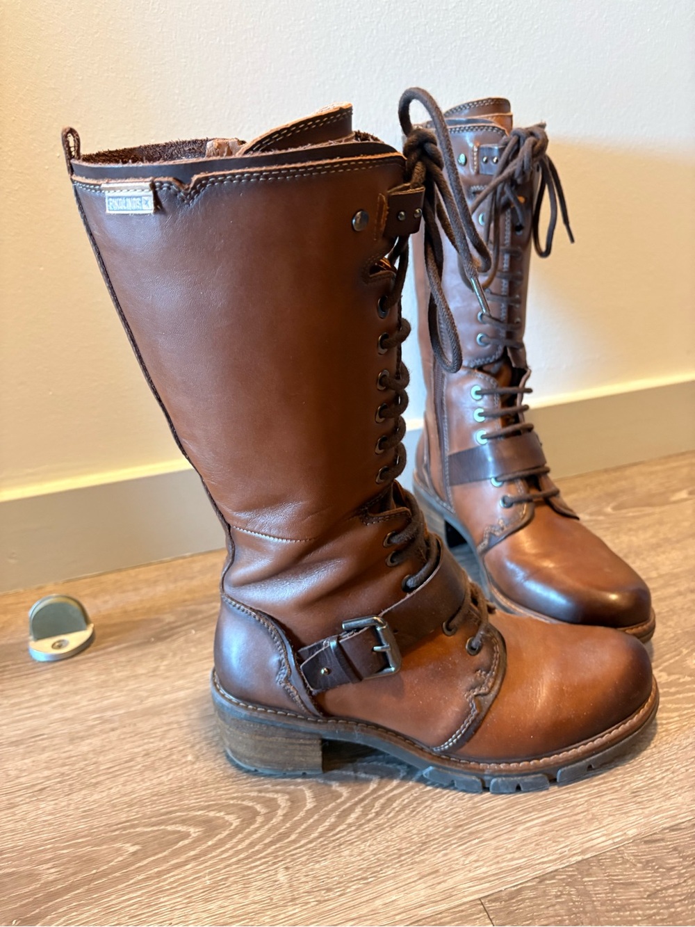 PIKOLINOS Chestnut Brown Tall Lace-Up Leather Boots - Picture 2 of 7